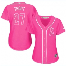 Women's Majestic Los Angeles Angels of Anaheim #27 Mike Trout Replica Pink Fashion MLB Jersey