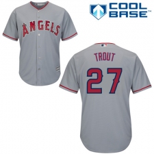Youth Majestic Los Angeles Angels of Anaheim #27 Mike Trout Authentic Grey Road Cool Base MLB Jersey