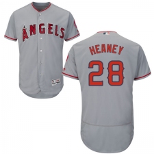 Men's Majestic Los Angeles Angels of Anaheim #28 Andrew Heaney Grey Road Flex Base Authentic Collection MLB Jersey