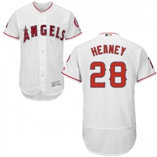 Men's Majestic Los Angeles Angels of Anaheim #28 Andrew Heaney White Home Flex Base Authentic Collection MLB Jersey
