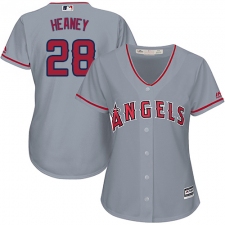 Women's Majestic Los Angeles Angels of Anaheim #28 Andrew Heaney Authentic Grey Road Cool Base MLB Jersey