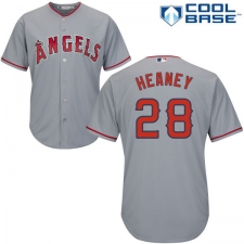 Youth Majestic Los Angeles Angels of Anaheim #28 Andrew Heaney Authentic Grey Road Cool Base MLB Jersey