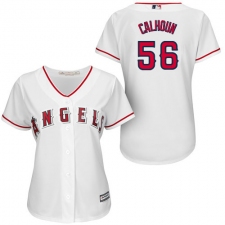 Women's Majestic Los Angeles Angels of Anaheim #56 Kole Calhoun Authentic White Home MLB Jersey