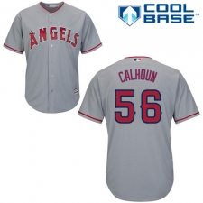 Youth Majestic Los Angeles Angels of Anaheim #56 Kole Calhoun Authentic Grey Road Cool Base MLB Jersey