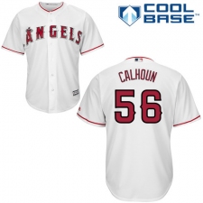 Youth Majestic Los Angeles Angels of Anaheim #56 Kole Calhoun Authentic White Home Cool Base MLB Jersey