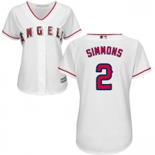 Women's Majestic Los Angeles Angels of Anaheim #2 Andrelton Simmons Replica White Home Cool Base MLB Jersey
