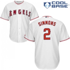Youth Majestic Los Angeles Angels of Anaheim #2 Andrelton Simmons Authentic White Home Cool Base MLB Jersey