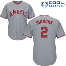 Youth Majestic Los Angeles Angels of Anaheim #2 Andrelton Simmons Replica Grey Road Cool Base MLB Jersey