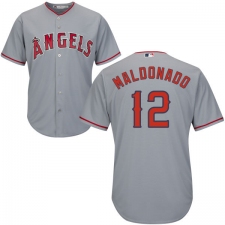 Men's Majestic Los Angeles Angels of Anaheim #12 Martin Maldonado Replica Grey Road Cool Base MLB Jersey