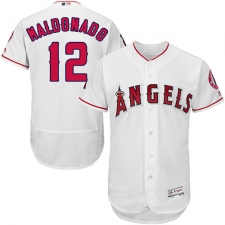 Men's Majestic Los Angeles Angels of Anaheim #12 Martin Maldonado White Flexbase Authentic Collection MLB Jersey