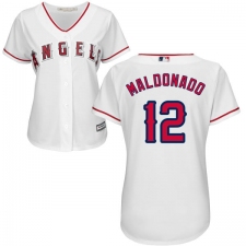 Women's Majestic Los Angeles Angels of Anaheim #12 Martin Maldonado Authentic White Home Cool Base MLB Jersey