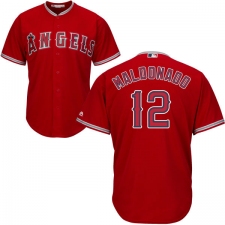 Youth Majestic Los Angeles Angels of Anaheim #12 Martin Maldonado Authentic Red Alternate Cool Base MLB Jersey