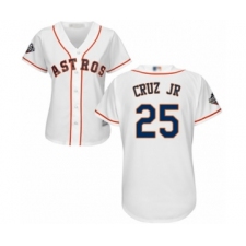 Women's Houston Astros #25 Jose Cruz Jr. Authentic White Home Cool Base 2019 World Series Bound Baseball Jersey
