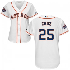 Women's Majestic Houston Astros #25 Jose Cruz Jr. Replica White Home 2017 World Series Champions Cool Base MLB Jersey