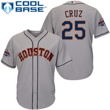 Youth Majestic Houston Astros #25 Jose Cruz Jr. Authentic Grey Road 2017 World Series Champions Cool Base MLB Jersey
