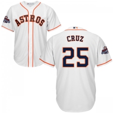 Youth Majestic Houston Astros #25 Jose Cruz Jr. Replica White Home 2017 World Series Champions Cool Base MLB Jersey