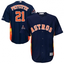 Youth Majestic Houston Astros #21 Andy Pettitte Replica Navy Blue Alternate 2017 World Series Champions Cool Base MLB Jersey
