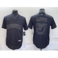 Men's Houston Astros #27 Jose Altuve Black Pullover Turn Back The Clock Stitched Cool Base Jersey