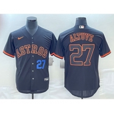 Men's Houston Astros #27 Jose Altuve Number Lights Out Black Fashion Stitched MLB Cool Base Nike Jerseys