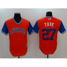 Men's Houston Astros #27 Jose Altuve Orange Throwback Stitched Baseball Jersey