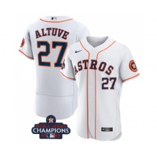 Men's Houston Astros #27 Jose Altuve White 2022 World Series Champions Flex Base Stitched Baseball Jersey
