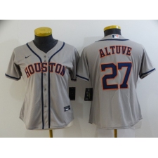 Women's Houston Astros #27 Jose Altuve Authentic Grey Bound Baseball Jersey