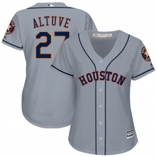Women's Majestic Houston Astros #27 Jose Altuve Replica Grey Road Cool Base MLB Jersey