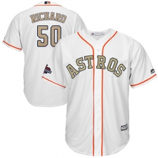 Youth Majestic Houston Astros #50 J.R. Richard Authentic White 2018 Gold Program Cool Base MLB Jersey