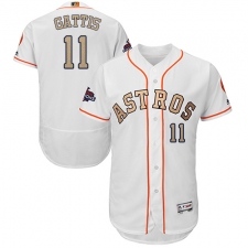 Men's Majestic Houston Astros #11 Evan Gattis White 2018 Gold Program Flex Base Authentic Collection MLB Jersey