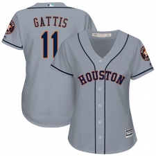Women's Majestic Houston Astros #11 Evan Gattis Authentic Grey Road Cool Base MLB Jersey