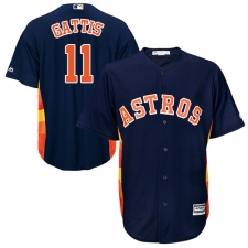 Youth Majestic Houston Astros #11 Evan Gattis Authentic Navy Blue Alternate Cool Base MLB Jersey