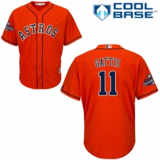 Youth Majestic Houston Astros #11 Evan Gattis Authentic Orange Alternate 2017 World Series Champions Cool Base MLB Jersey