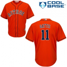Youth Majestic Houston Astros #11 Evan Gattis Authentic Orange Alternate Cool Base MLB Jersey