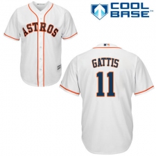 Youth Majestic Houston Astros #11 Evan Gattis Authentic White Home Cool Base MLB Jersey