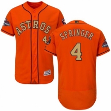 Men's Majestic Houston Astros #4 George Springer Orange Alternate 2018 Gold Program Flex Base Authentic Collection MLB Jersey
