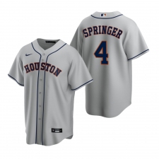 Men's Nike Houston Astros #4 George Springer Gray Road Stitched Baseball Jersey