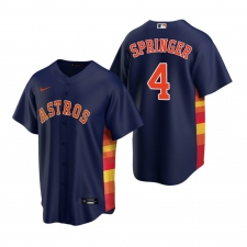Men's Nike Houston Astros #4 George Springer Navy Alternate Stitched Baseball Jersey