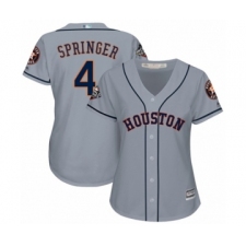 Women's Houston Astros #4 George Springer Authentic Grey Road Cool Base 2019 World Series Bound Baseball Jersey