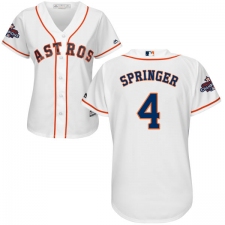 Women's Majestic Houston Astros #4 George Springer Authentic White Home 2017 World Series Champions Cool Base MLB Jersey