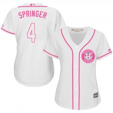 Women's Majestic Houston Astros #4 George Springer Replica White Fashion Cool Base MLB Jersey