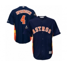 Youth Houston Astros #4 George Springer Authentic Navy Blue Alternate Cool Base 2019 World Series Bound Baseball Jersey