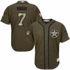 Youth Majestic Houston Astros #7 Craig Biggio Replica Green Salute to Service MLB Jersey