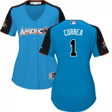 Women's Majestic Houston Astros #1 Carlos Correa Authentic Blue American League 2017 MLB All-Star MLB Jersey
