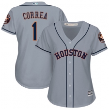 Women's Majestic Houston Astros #1 Carlos Correa Replica Grey Road Cool Base MLB Jersey