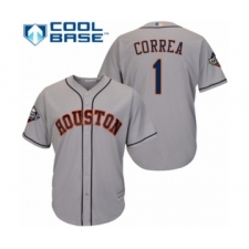 Youth Houston Astros #1 Carlos Correa Authentic Grey Road Cool Base 2019 World Series Bound Baseball Jersey
