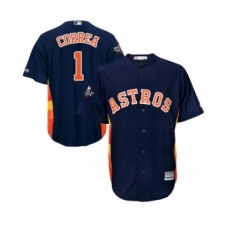 Youth Houston Astros #1 Carlos Correa Authentic Navy Blue Alternate Cool Base 2019 World Series Bound Baseball Jersey