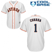 Youth Majestic Houston Astros #1 Carlos Correa Replica White Home Cool Base MLB Jersey
