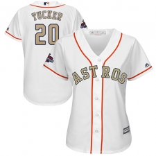 Women's Majestic Houston Astros #20 Preston Tucker Authentic White 2018 Gold Program Cool Base MLB Jersey