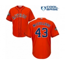 Youth Houston Astros #43 Lance McCullers Authentic Orange Alternate Cool Base 2019 World Series Bound Baseball Jersey