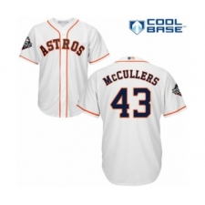 Youth Houston Astros #43 Lance McCullers Authentic White Home Cool Base 2019 World Series Bound Baseball Jersey